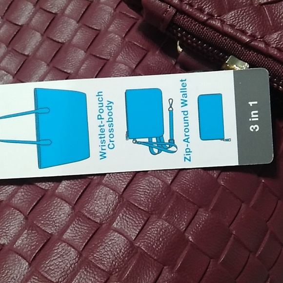 NWT Faux Woven Leather Tote Wristlet-Pouch Crossbody Zip Wal… - Picture 3 of 15